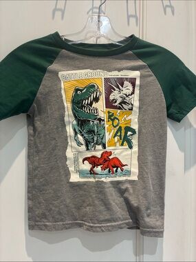 365 KIDS Boys Dinosaur Battle Ground Graphic Raglan T-Shirt Size 7 👵MT